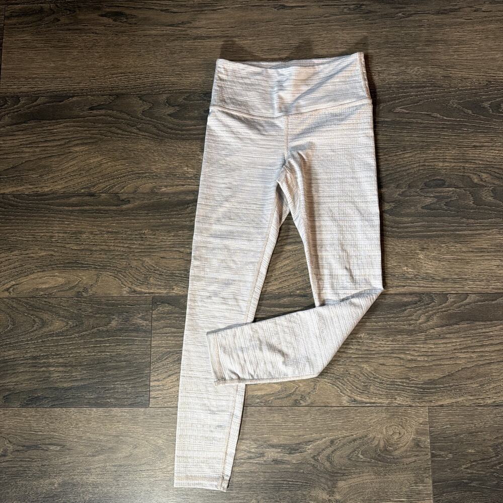 Athleta Sz XS Cream Beige Space Dye Leggings High Rise Yoga Pilates Athleisure